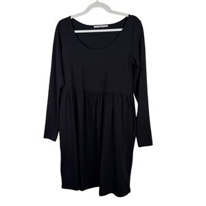 Peruvian Connection Cotton Babydoll Mini Dress Black‎ Minimalist Capsule Small